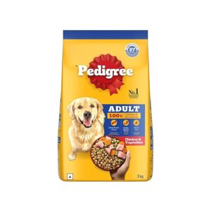 Pedigree Adult Dry Dog Food, Chicken & Vegetables, 3kg Pack